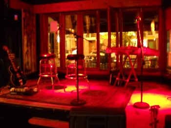 a view of the dulci setup on stage, Bossa Bistro in Adams-Morgan, DC