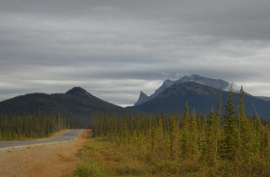 the Alaska haul road heading north to Sukapak